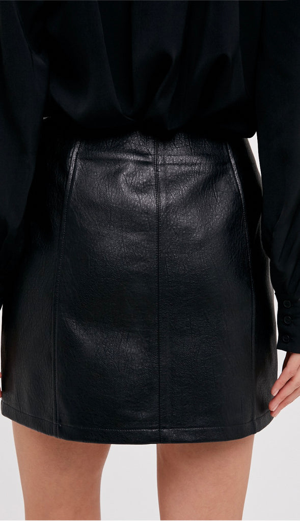 Can't Resist Faux Leather Mini Skirt- Black