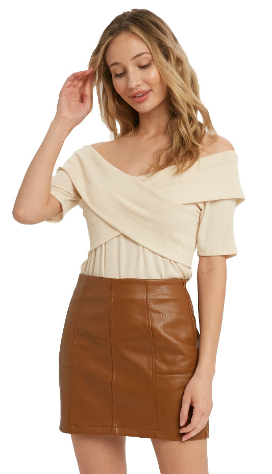 Can't Resist Faux Leather Mini Skirt- Camel