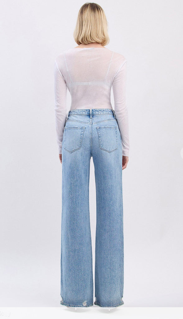 Vervet Super High Rise Baggy Wide Leg Jeans- Light Wash
