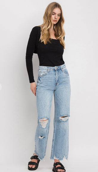 Vervet Crystal 90's Vintage Super High Rise Flare Jeans (Redeem)- Light Wash