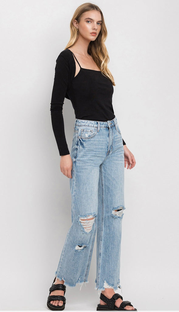 Vervet Crystal 90's Vintage Super High Rise Flare Jeans (Redeem)- Light Wash