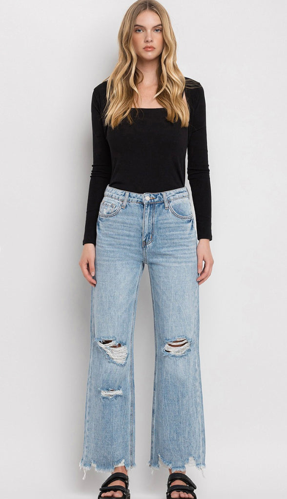 Vervet Crystal 90's Vintage Super High Rise Flare Jeans (Redeem)- Light Wash