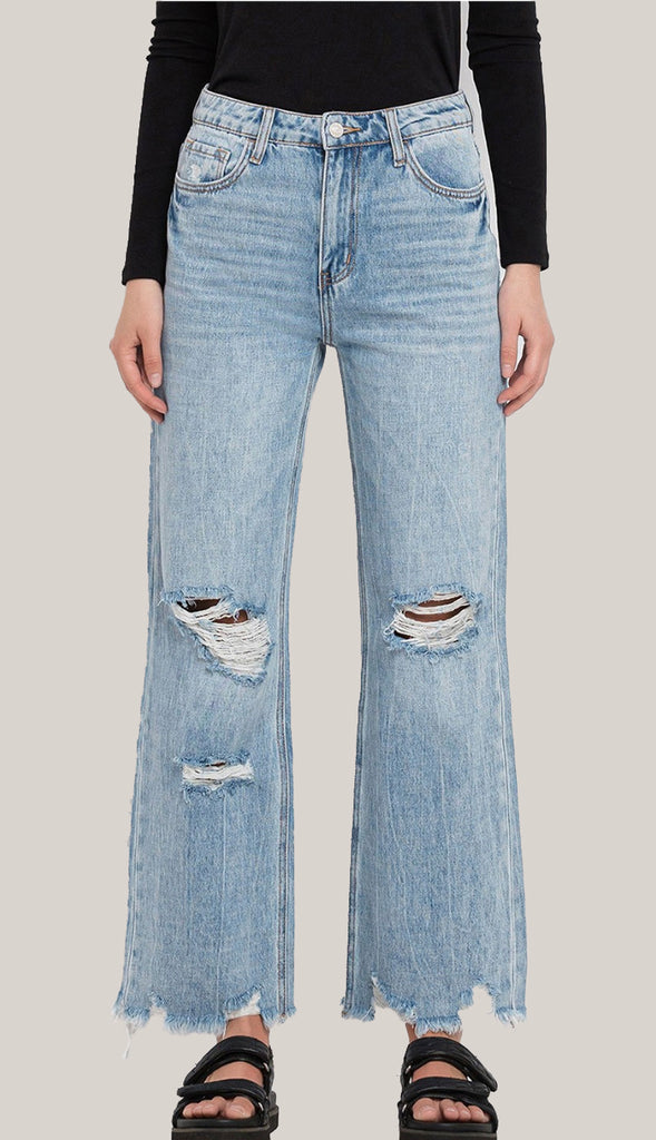 Vervet Crystal 90's Vintage Super High Rise Flare Jeans (Redeem)- Light Wash