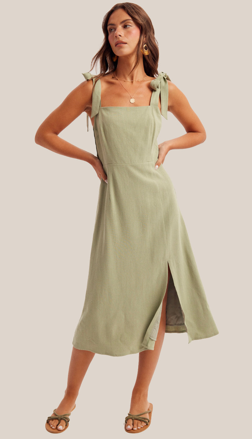 linen dress with straps Linen wrap dress with spaghetti straps Eden