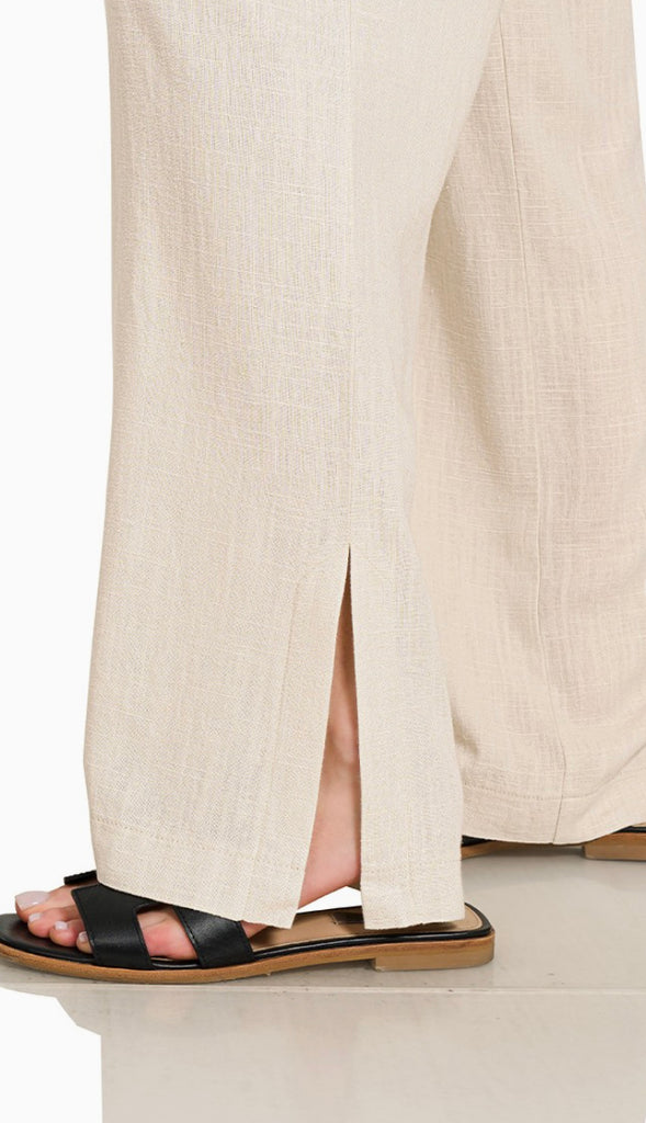 Linen Drawstring Pants- Sand Beige