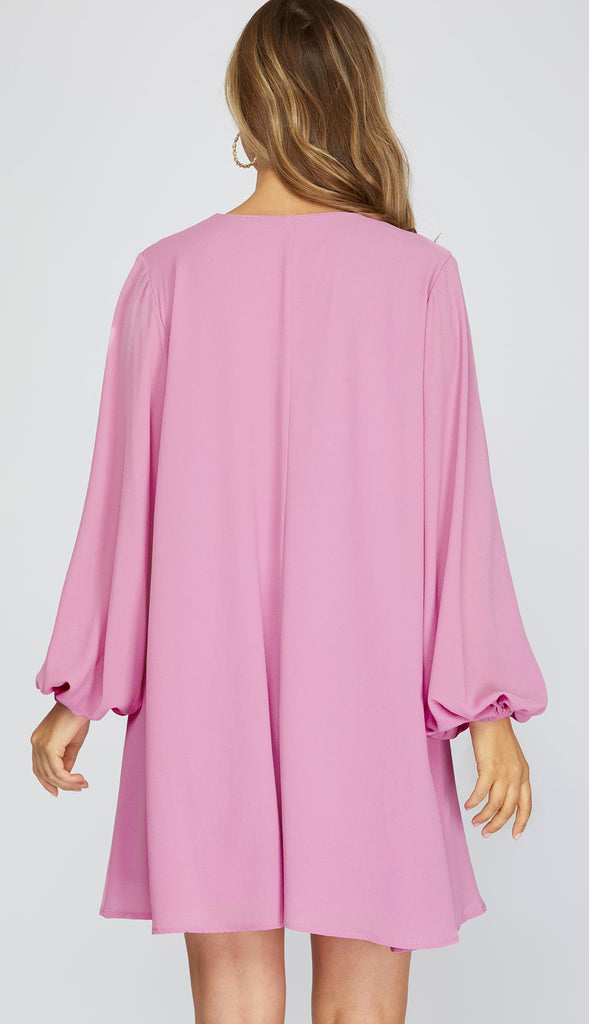 Go With The Flow Flounce Dress- Pink