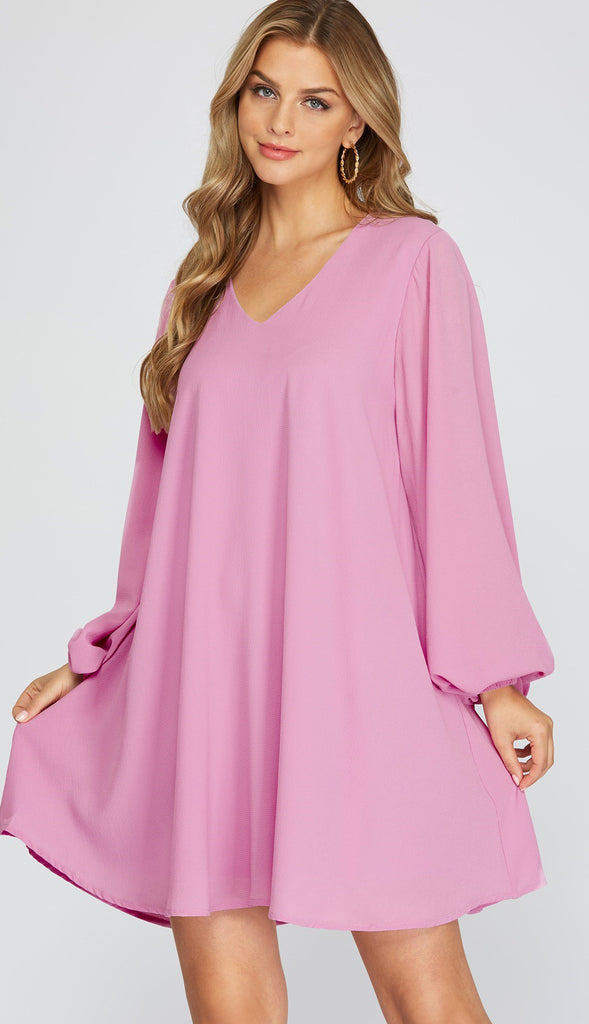 Go With The Flow Flounce Dress- Pink
