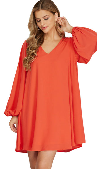 Go With The Flow Flounce Dress- Tomato