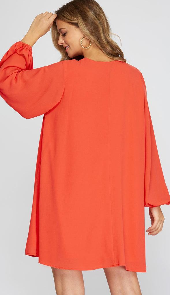Go With The Flow Flounce Dress- Tomato