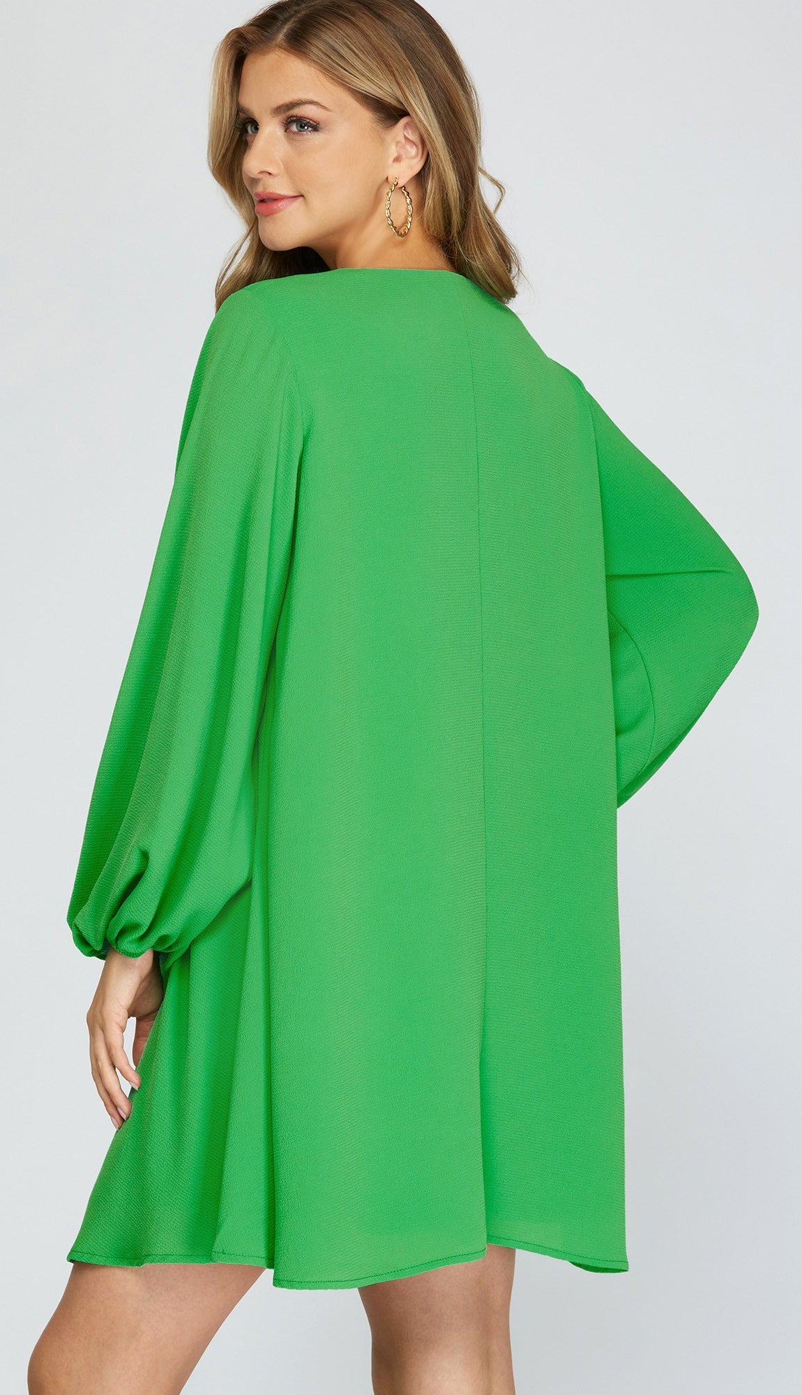 flounce dress long sleeve Printed V-Neck Flounce Sleeve Dress Charming Charlie