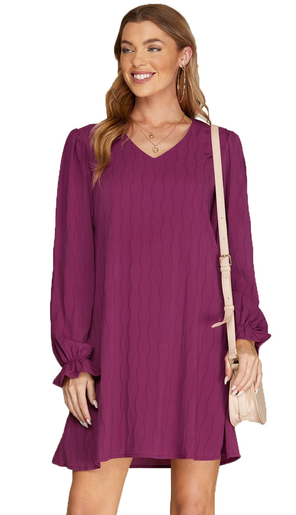 Teagan Textured Dress- Magenta