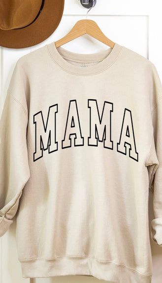 Mama Oversized Sweatshirt- Sand/Black