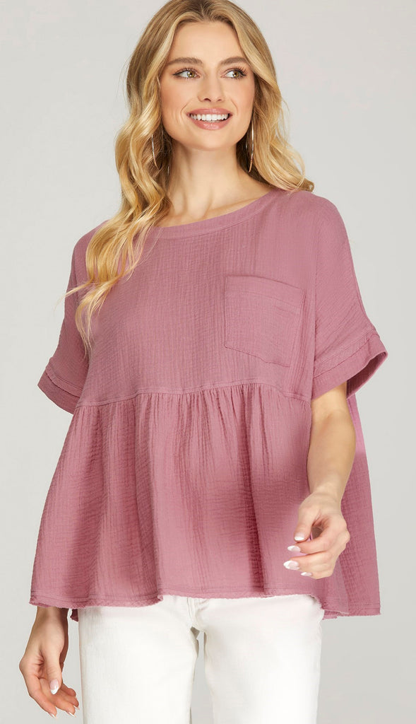 Ada Babydoll Top- Mauve Pink