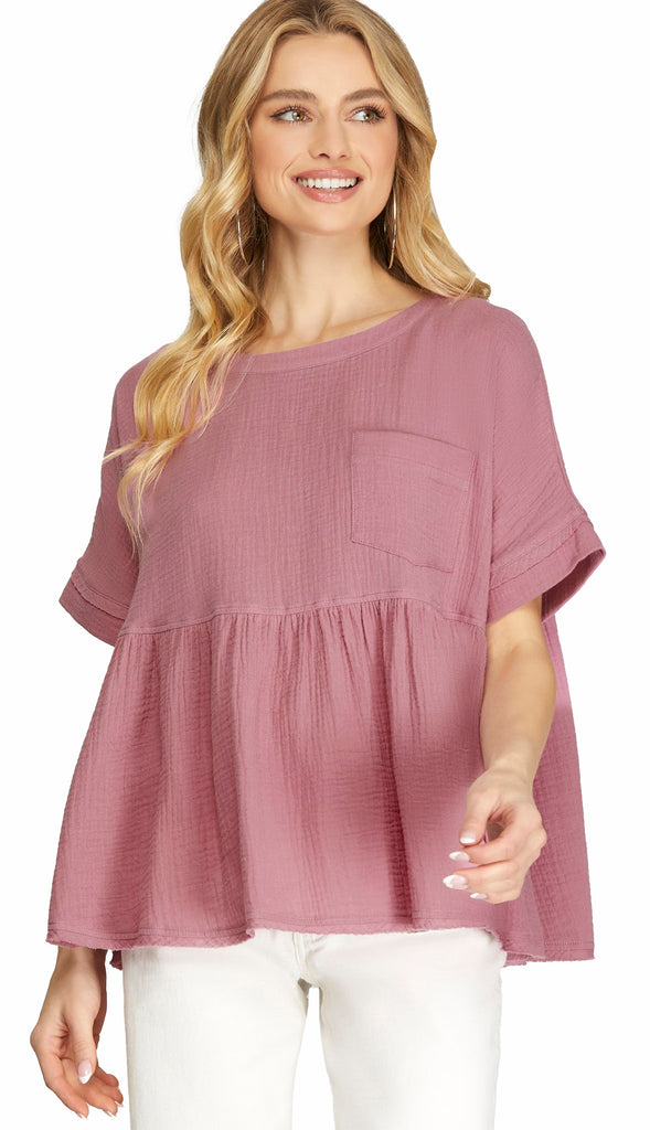 Ada Babydoll Top- Mauve Pink
