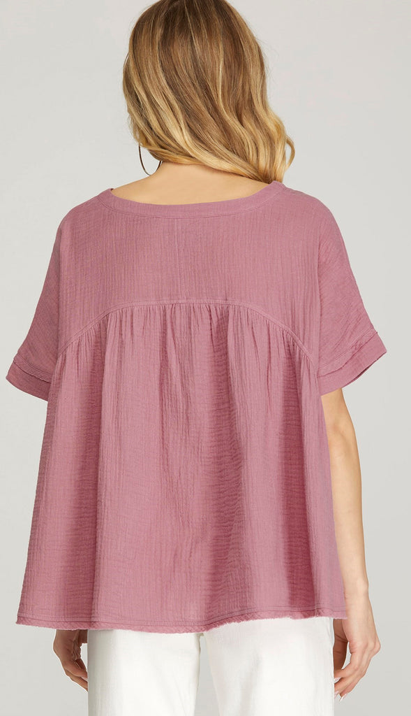 Ada Babydoll Top- Mauve Pink