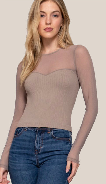 Night Out Mesh Seamless Top- Black