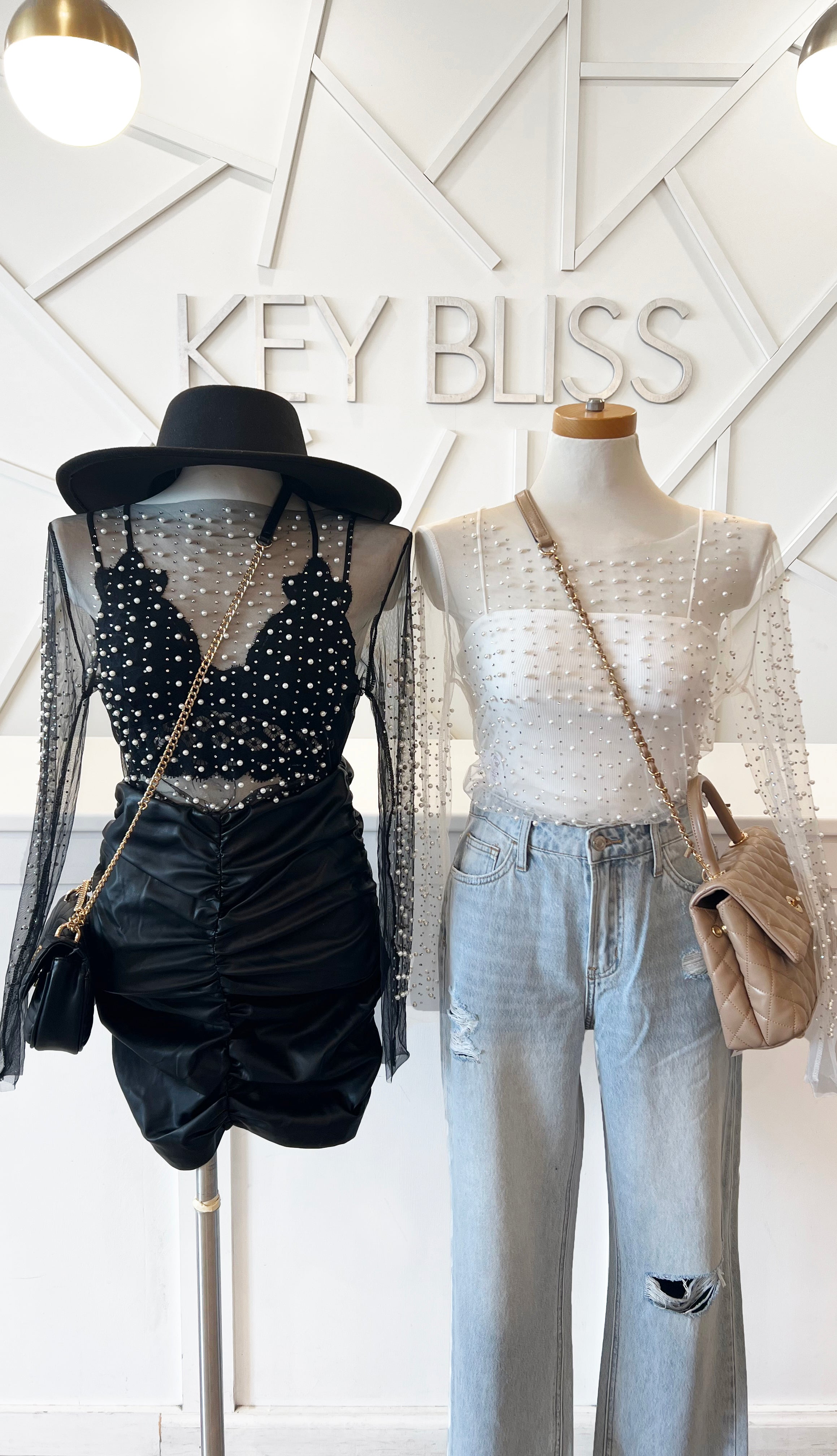 Night On The Town Beaded Mesh Crop Top