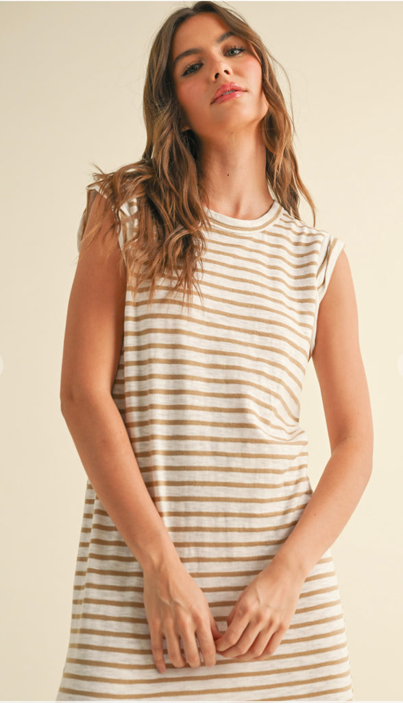 Everyday Ally Casual Stripe Midi Dress- Black