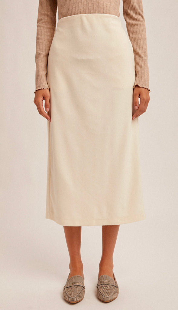 Picture Perfect Brush Textured Midi Skirt- Taupe