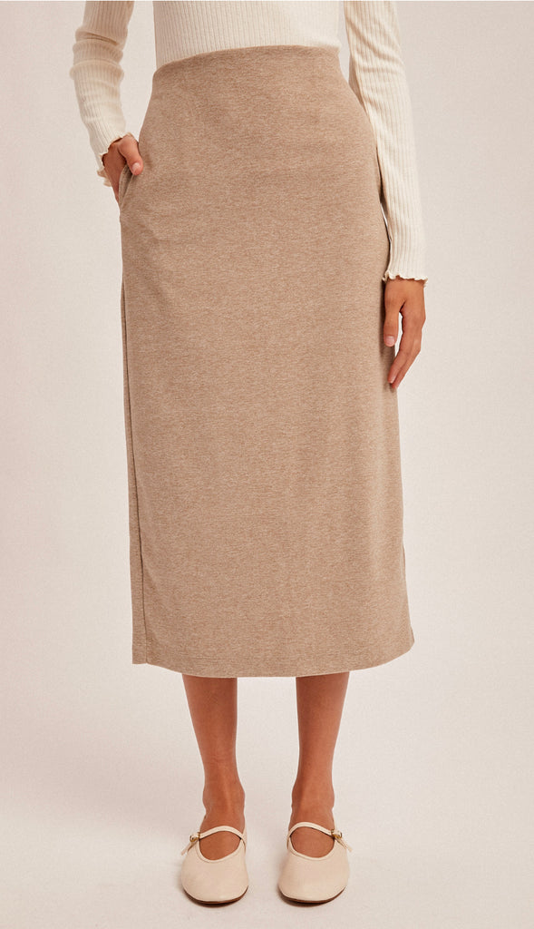 Picture Perfect Brush Textured Midi Skirt- Ivory