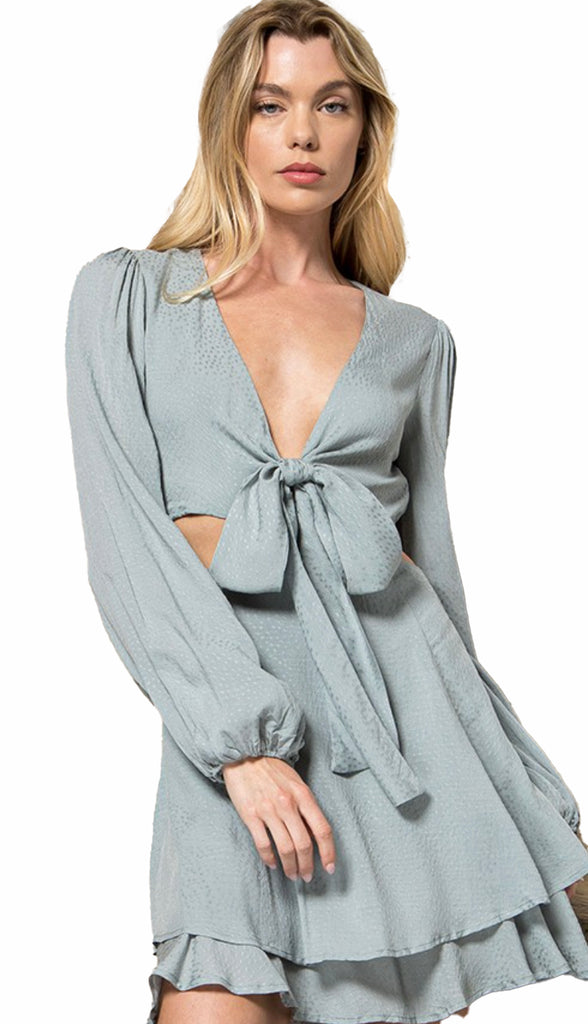 Andrea Cut Out Flowy Dress- Dusty Mint