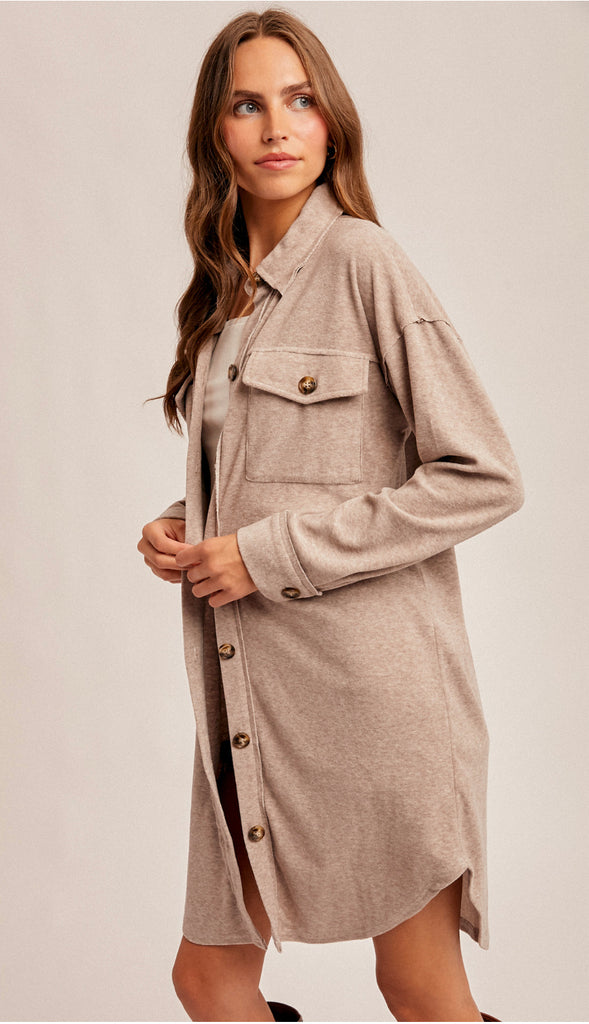 Mocha Latte Brushed Shacket- Mocha