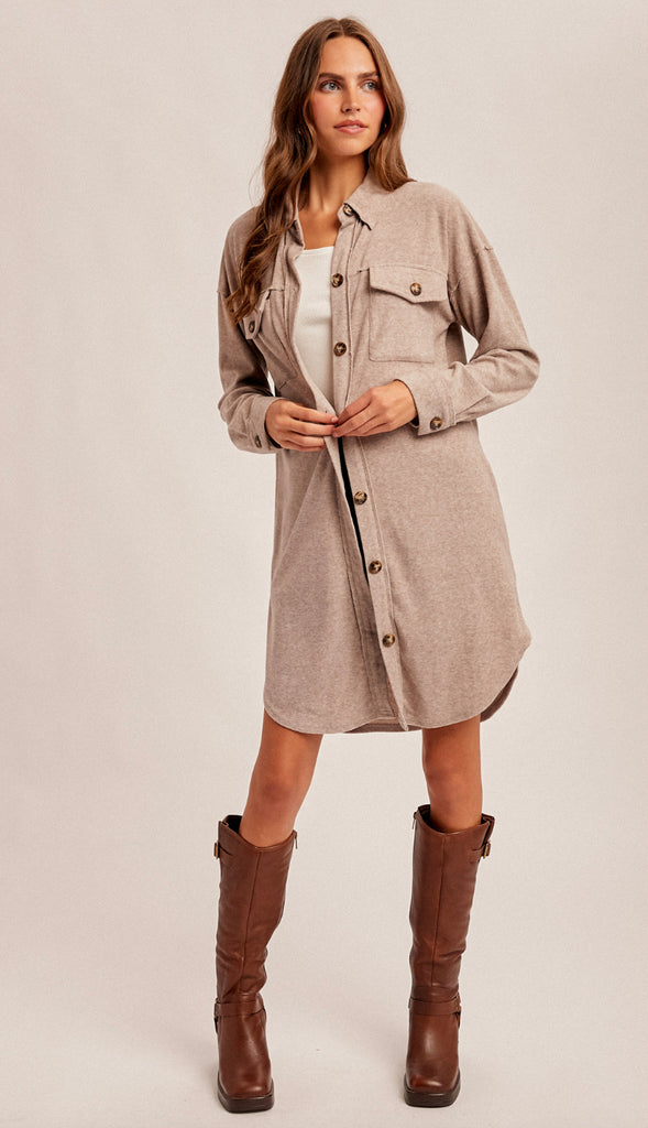 Mocha Latte Brushed Shacket- Mocha