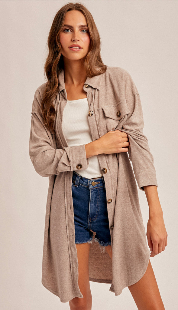 Mocha Latte Brushed Shacket- Mocha