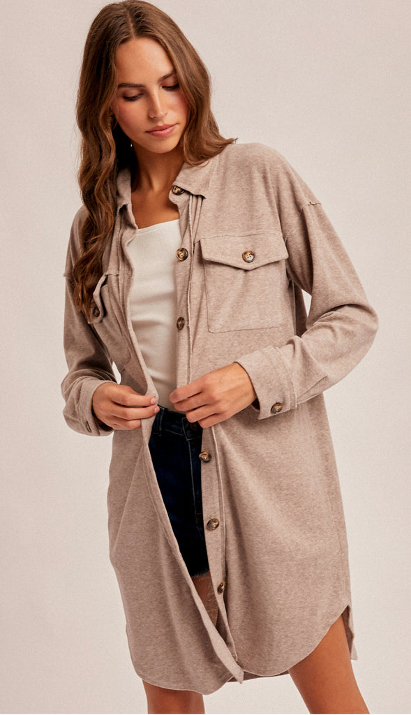 Mocha Latte Brushed Shacket- Mocha