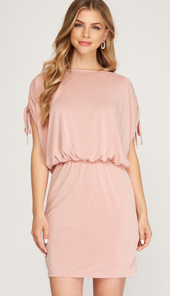 Ultra Soft Drop Shoulder Dress- Blue Grey