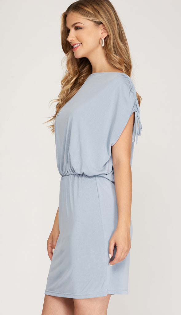 Ultra Soft Drop Shoulder Dress- Taupe