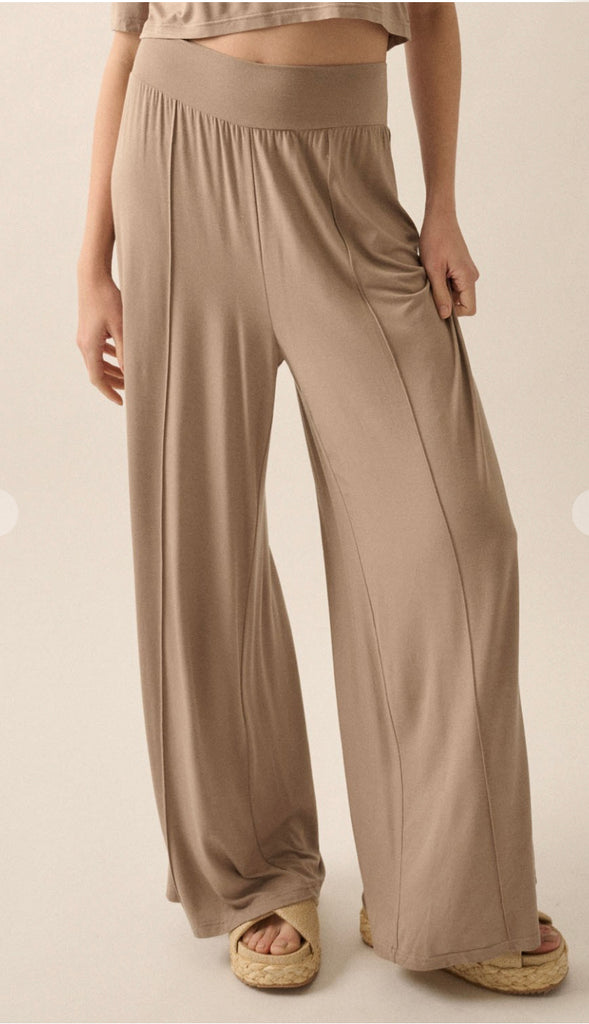 Lux Modal Wide Leg Pants- Stone