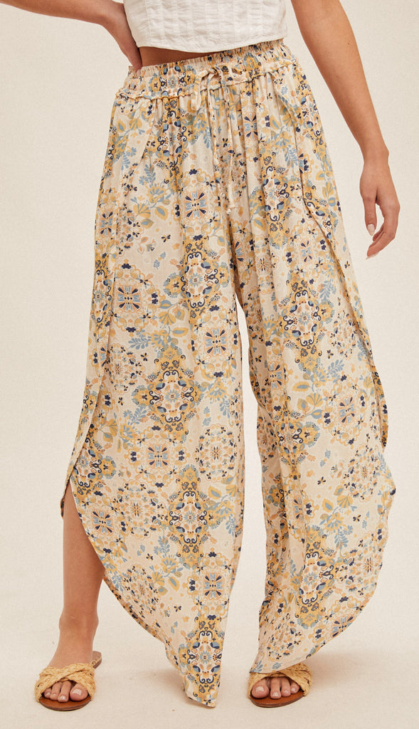 Mosaic Tulip Hem Pants- Taupe