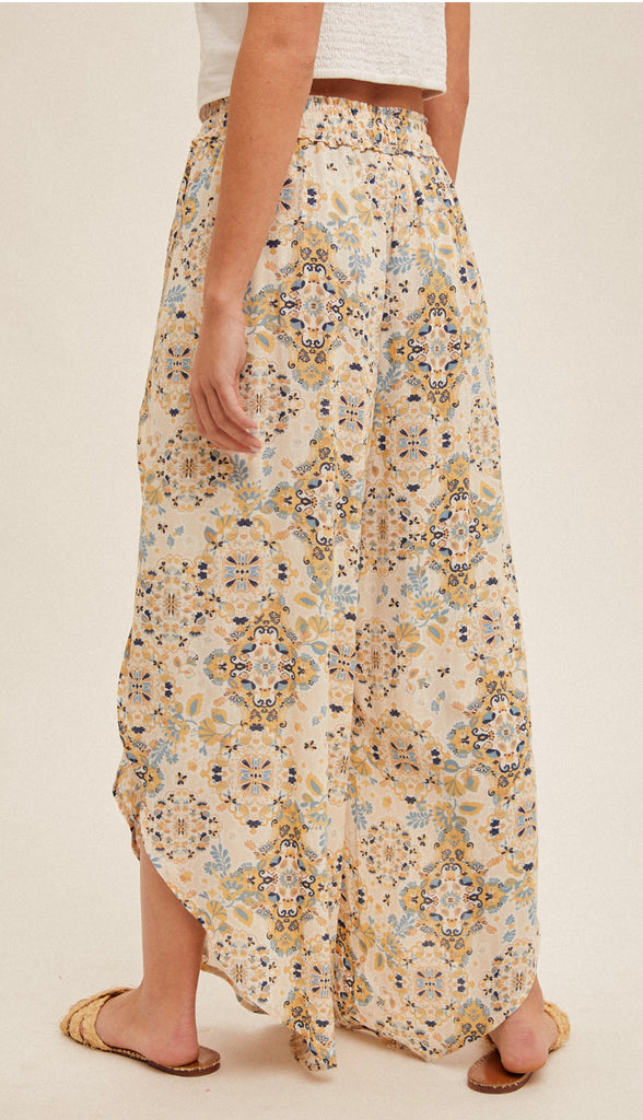 Mosaic Tulip Hem Pants- Taupe