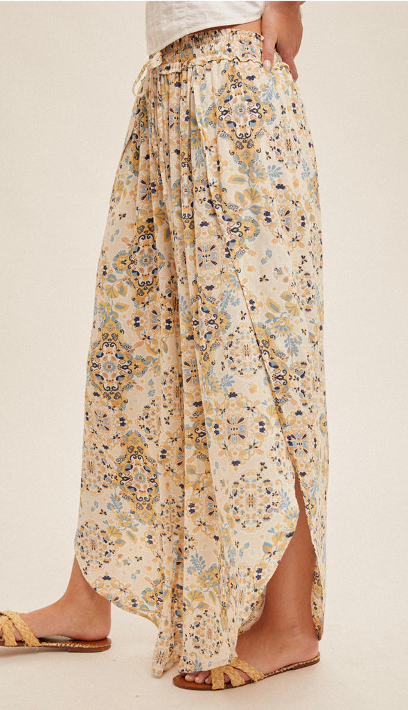 Mosaic Tulip Hem Pants- Taupe