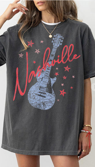 Nashville Music City Graphic Tee- Pepper