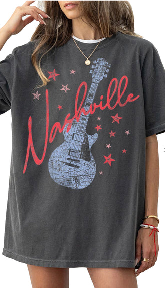 Nashville Music City Graphic Tee- Pepper