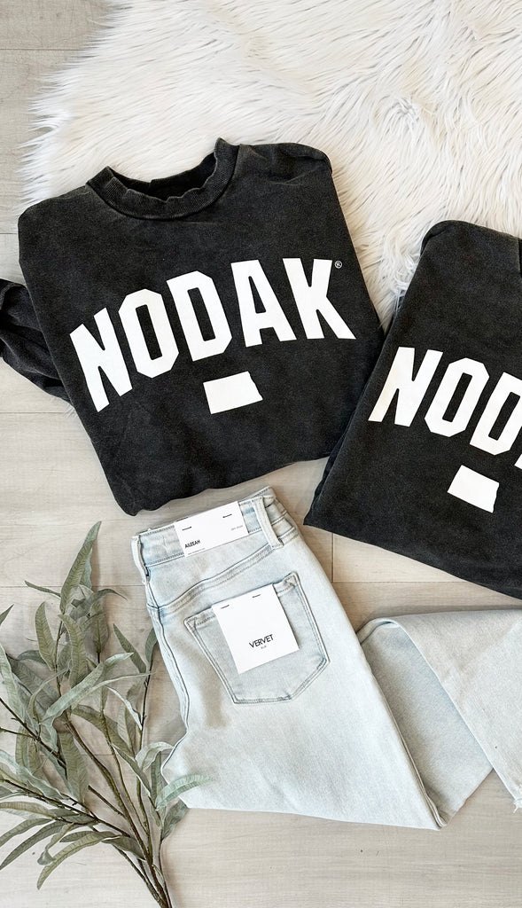 NODAK Vintage Distressed Crewneck- Faded Black