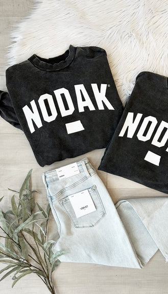 NODAK Vintage Distressed Crewneck- Faded Black