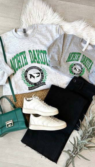 Vintage Fighting Hawks Adult/Toddler Sweatshirt- Grey