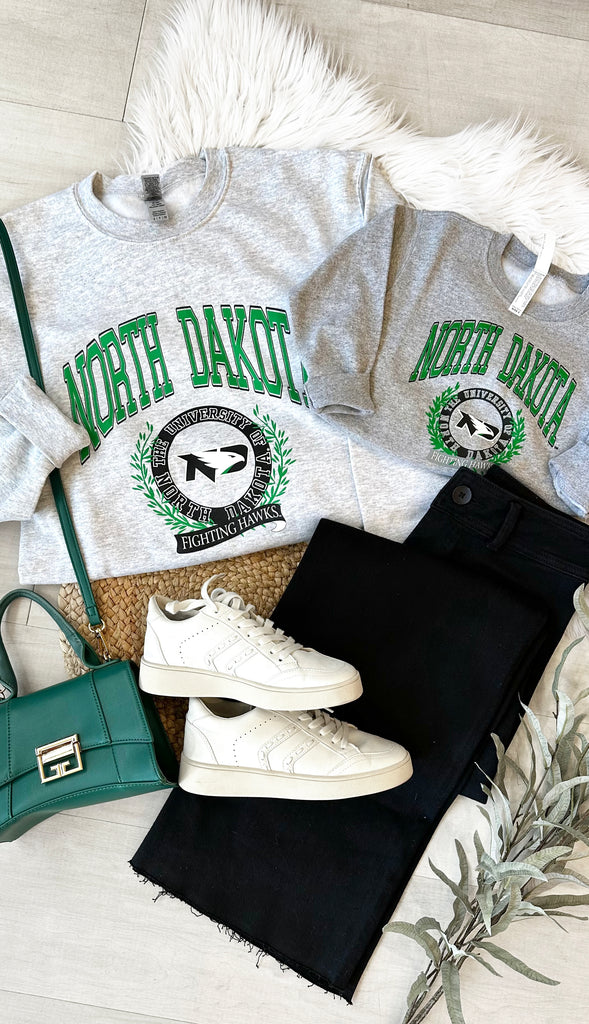 Vintage Fighting Hawks Adult/Toddler Sweatshirt- Grey