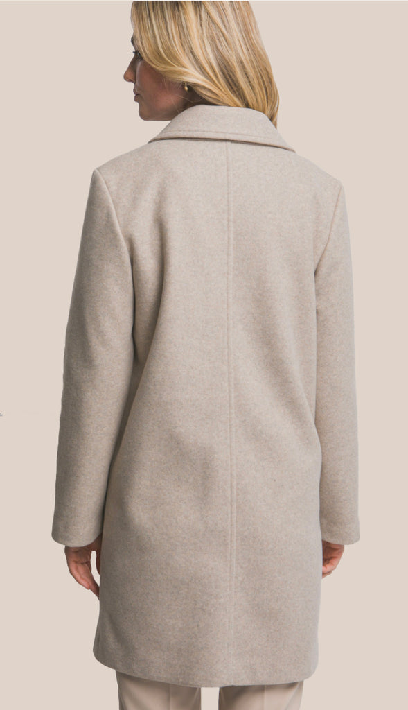 Blair Notched Lapel Long Sleeve Coat- Oatmeal