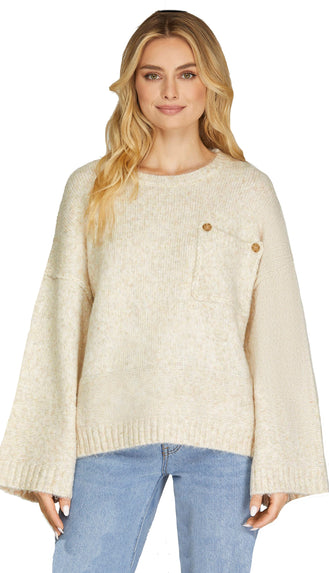 Nicely Neutral Pocket Sweater- Oatmeal
