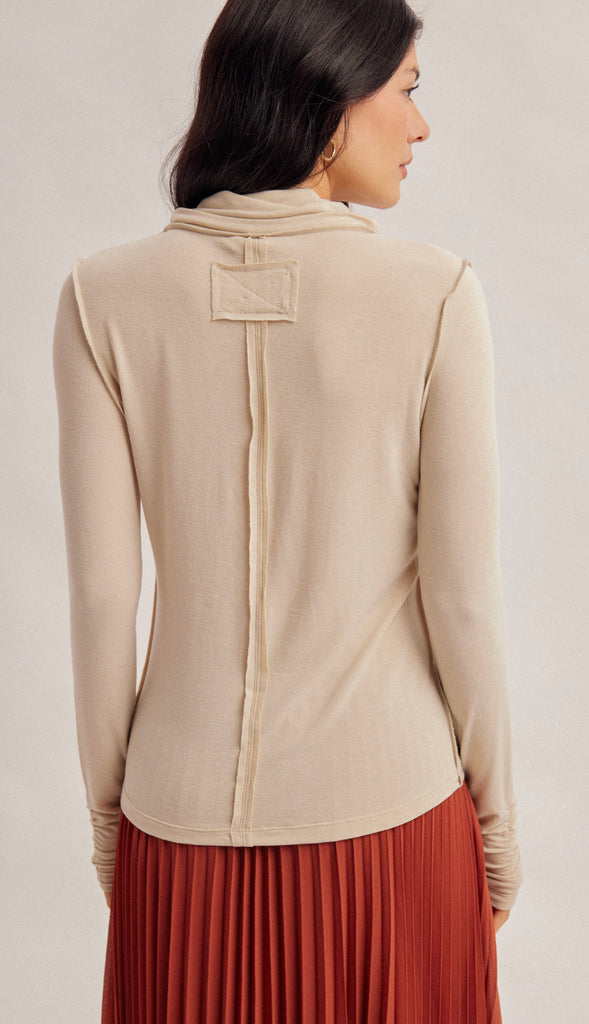Everyday Essential Turtleneck Top- Mushroom