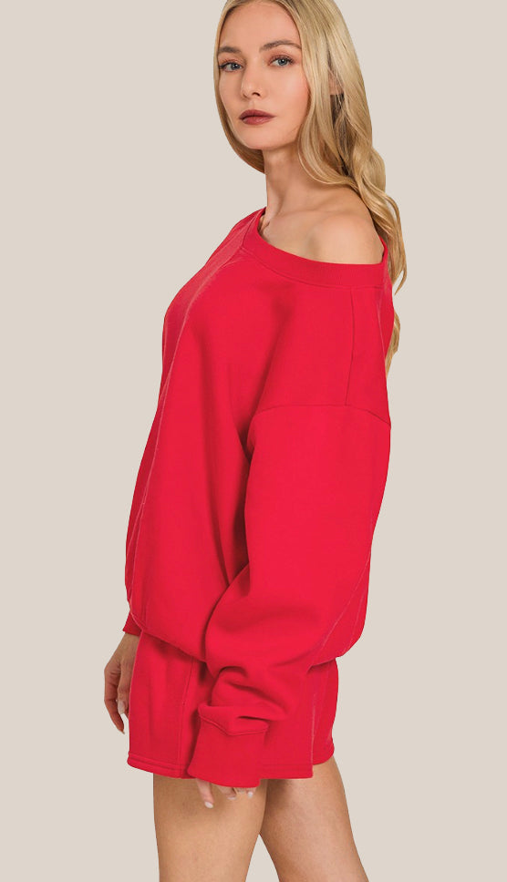 By The Campfire Sweatshirt & Shorts Set- Dusty Blue