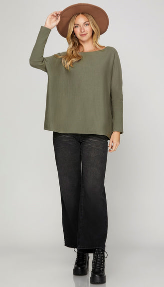 Dina Boat Neck Sweater- Olive