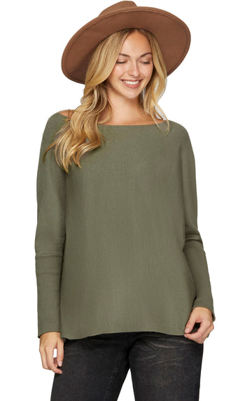 Dina Boat Neck Sweater- Olive