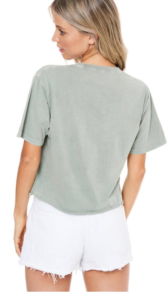 Longhorn Floral Crop Graphic- Olive