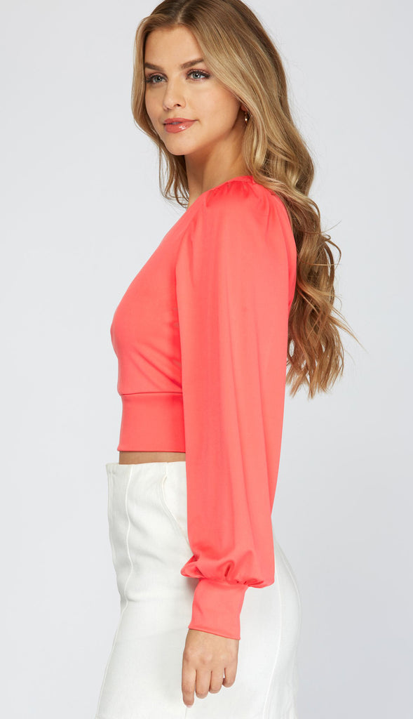 Brighter Days One Shoulder Knit Top- Coral