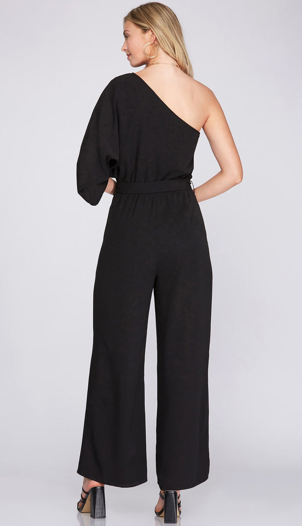 Julia One Shoulder Jumpsuit- Black